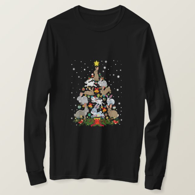 Camiseta Natal Coelhinha Árvore Engraçada Coelho Sobreviven (Frente do Design)