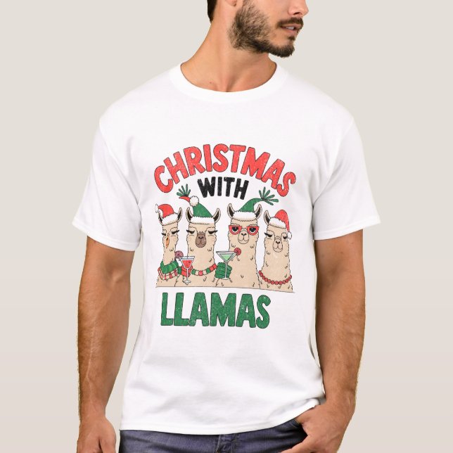 Camiseta Natal com LLAMAS (Frente)