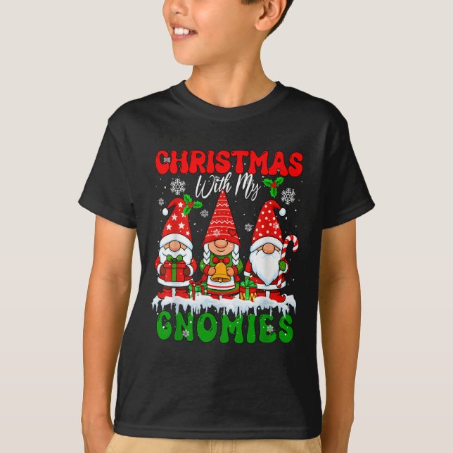 Camiseta Natal Com Meus Gnomos Xmas Três Papais noeis Gnomo (Frente)