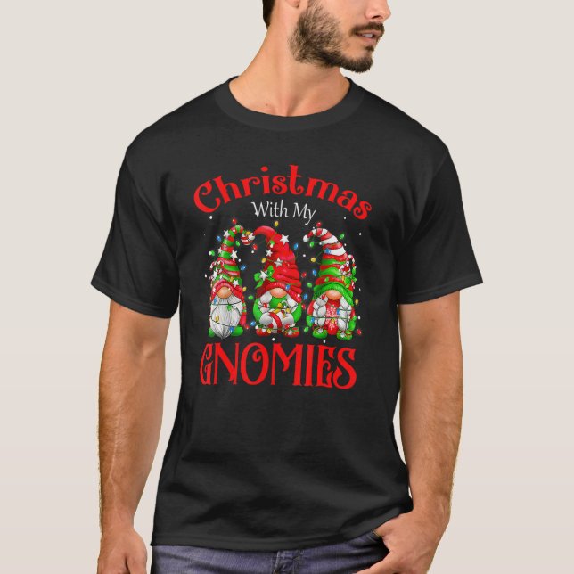 Camiseta Natal Com Minha Família Gnomies Correspondendo Xma (Frente)