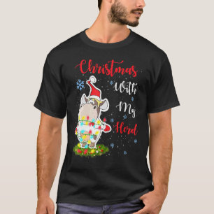 Camiseta Natal Com Minha Manada Vaca Pecuarista