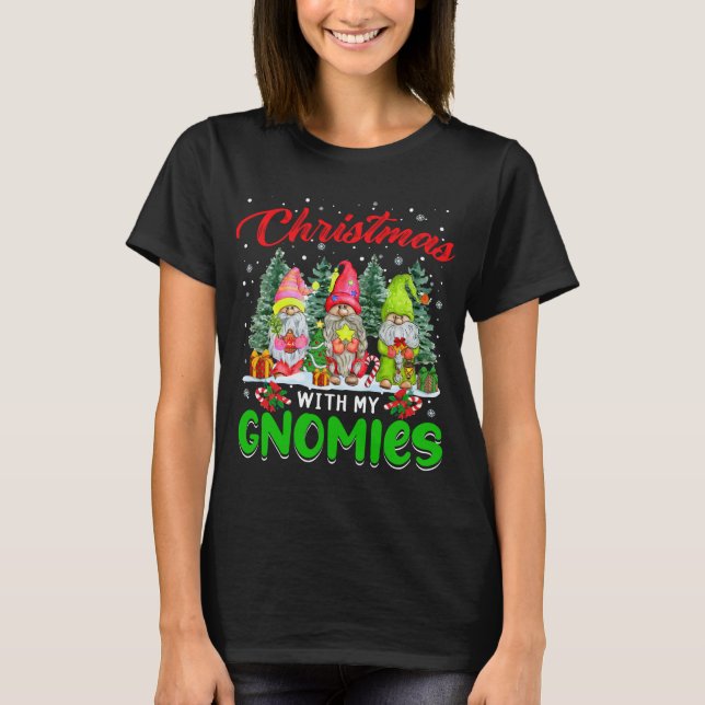 Camiseta Natal Com Os Meus Sinônimos Três Gnomos Árvores Xm (Frente)