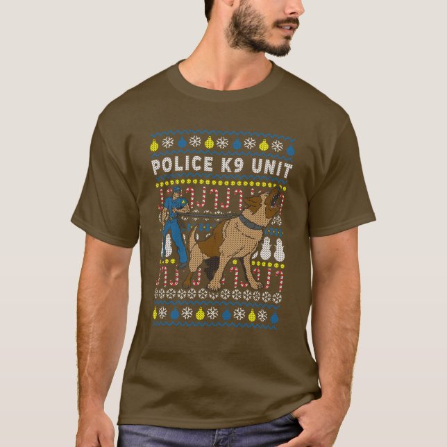 Camiseta Natal Com Unidade K9 Da Polícia (Frente)
