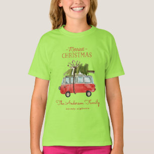 Camiseta natal com...vintage watercolor van