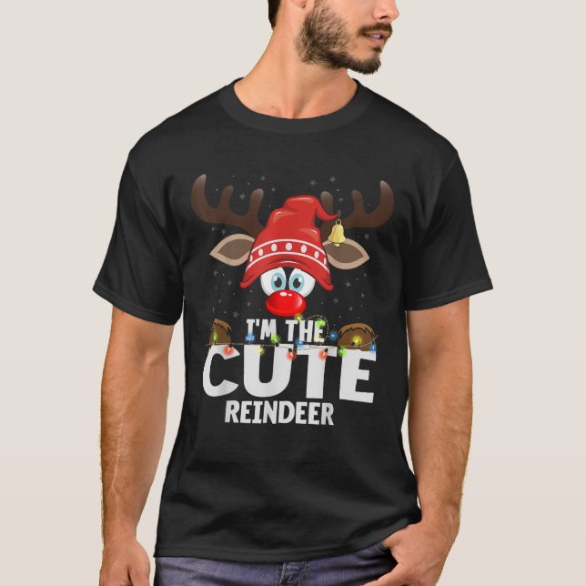 Camiseta Natal Combinando Eu Sou O Cute Reno  (Frente)