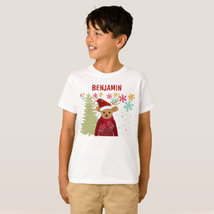 Camiseta Natal Combinando Rena Cor de Rosa Fofa