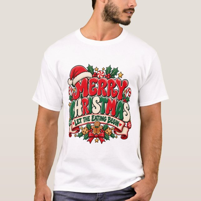 Camiseta Natal Comece a comer (Frente)