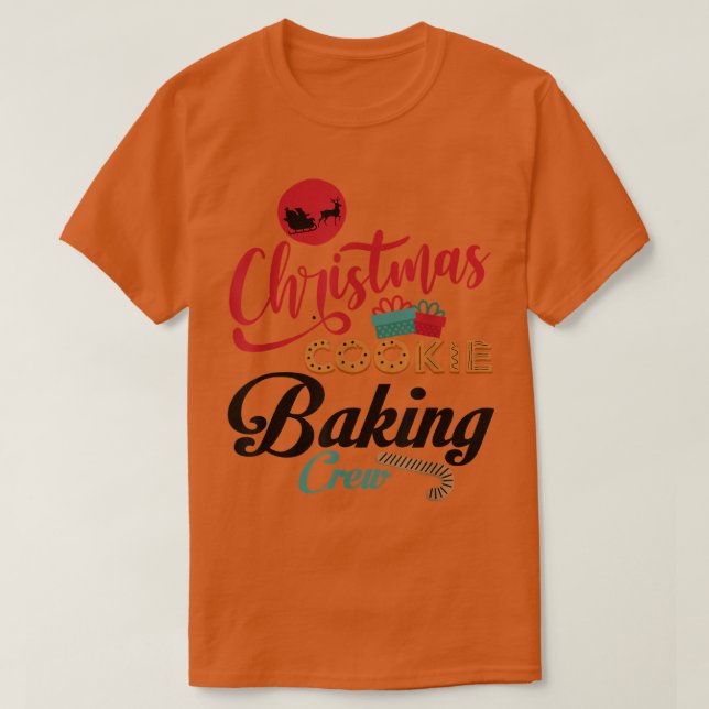 Camiseta Natal Cookie Baking Crew Gingerbird Equipe Sant (Frente do Design)