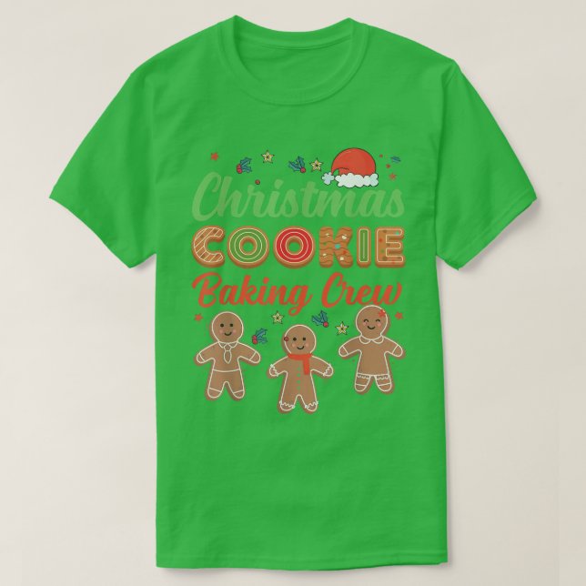 Camiseta Natal Cookie Baking Crew Gingerbird Equipe Sant (Frente do Design)