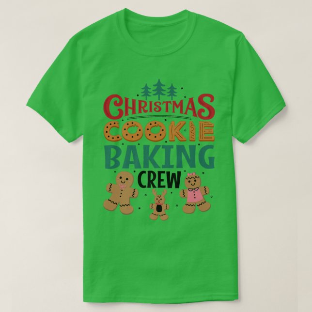 Camiseta Natal Cookie Baking Crew Gingerbird Equipe Sant (Frente do Design)