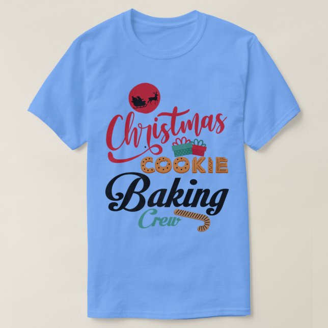 Camiseta Natal Cookie Baking Crew Gingerbird Equipe Sant (Frente do Design)
