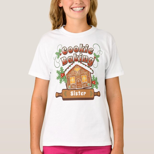 Camiseta Natal Cookie Baking Gingerbird House - (Frente)