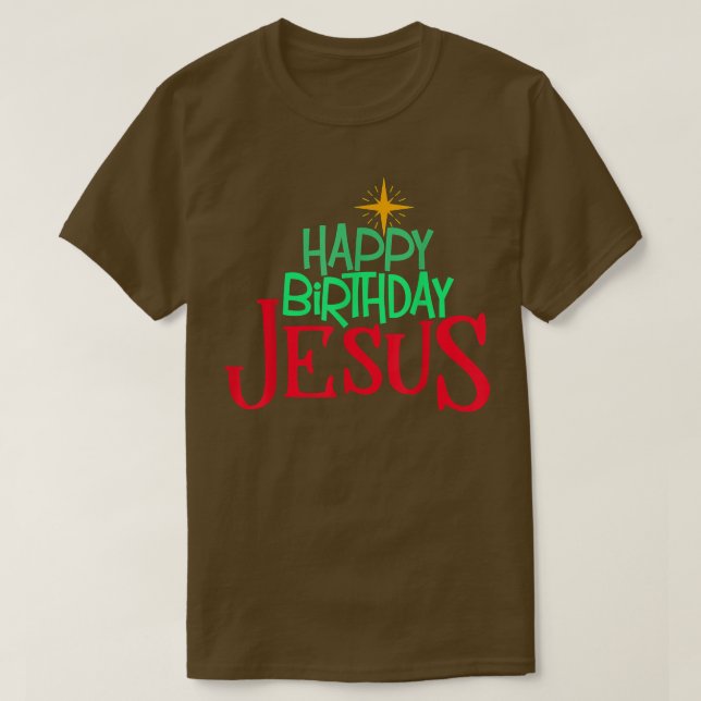 Camiseta Natal Cristão FELIZ ANIVERSÁRIO Mulheres JESUS Hom (Frente do Design)