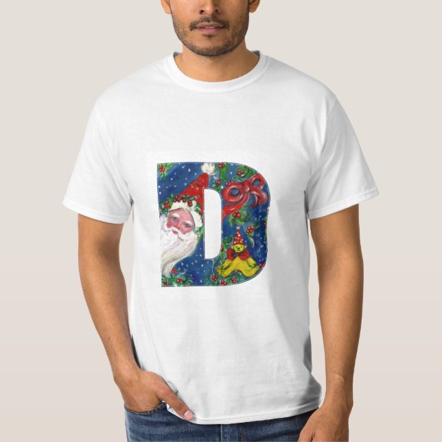 CAMISETA NATAL D LETTER / SANTA CLAUS COM BORRACHA VERMELHA (Frente)