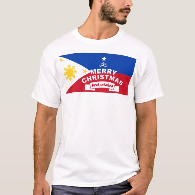 Camiseta Natal da bandeira filipina: Feliz Natal e Melhor (Frente)