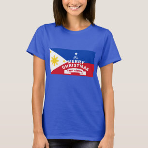 Camiseta Natal da bandeira filipina: Feliz Natal e Melhor