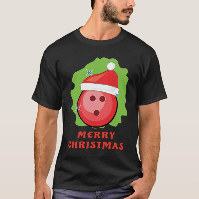 Camiseta Natal da Boliche feliz - Engraçado (Frente)