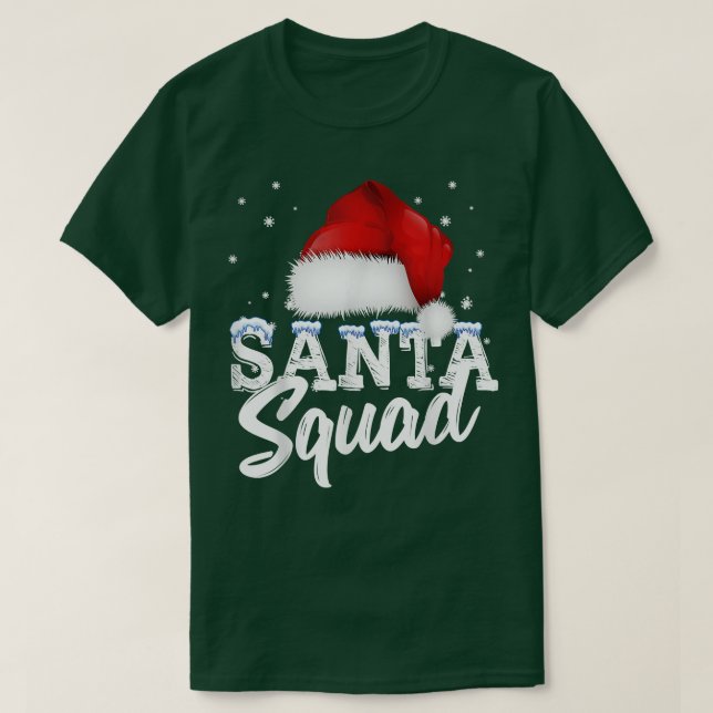 Camiseta Natal da Equipe Papais noeis da Família Quadrada (Frente do Design)