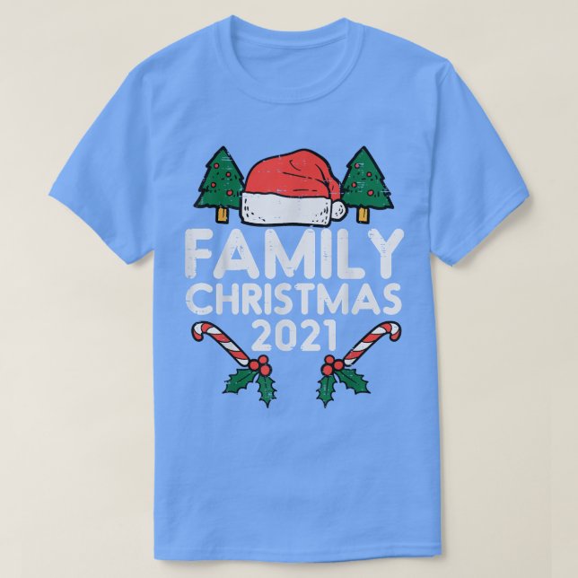 Camiseta Natal da Família 2021 Xmas PJs Matching Christmas (Frente do Design)