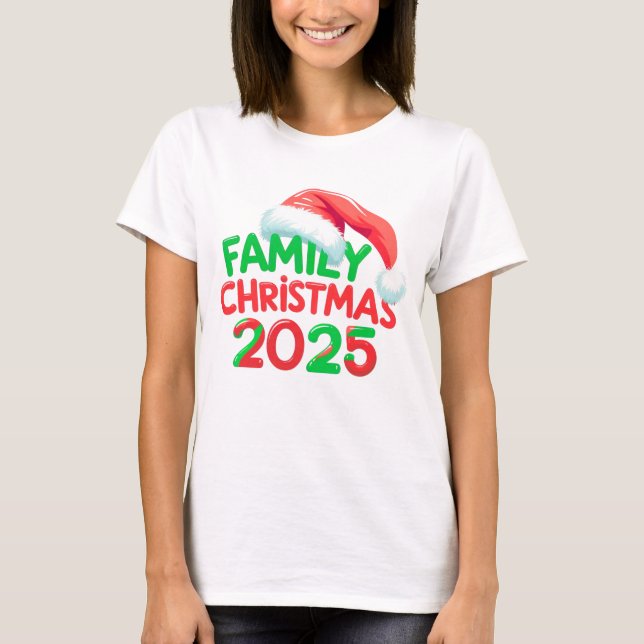 Camiseta Natal da família 2025 - Grupo de Natal Santa Hat (Frente)