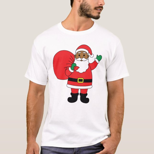 Camiseta Natal da família afro-americana Santa Claus (Frente)