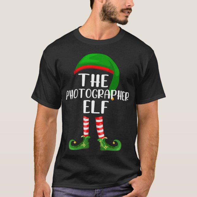 Camiseta Natal Da Família Correspondente O Elf Fotógrafo (Frente)