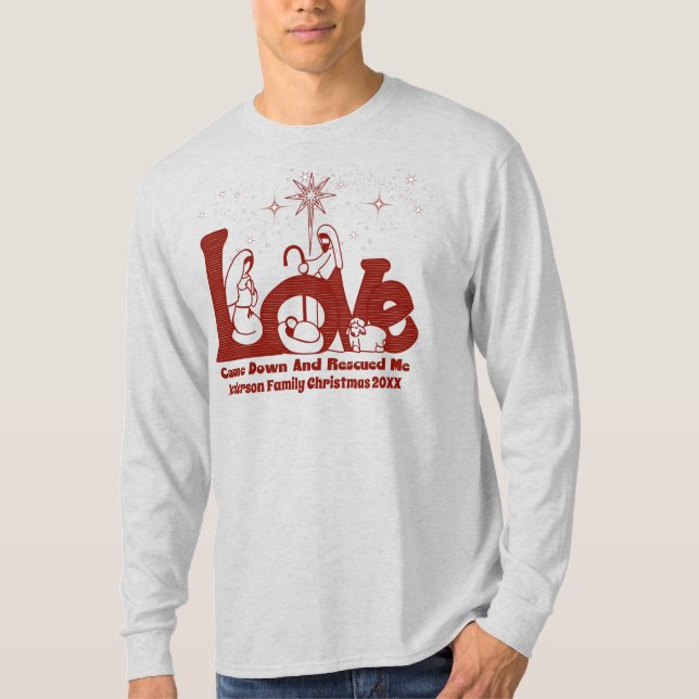 Camiseta Natal da Família Cristã Personalizada (Frente)