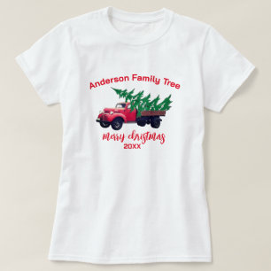 Camiseta Natal da família de caminhoneiros da árvore de nat
