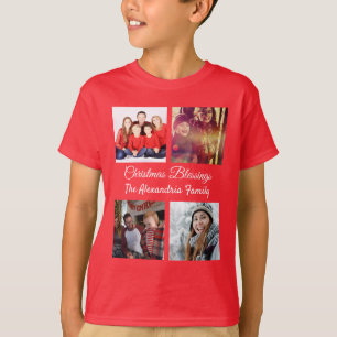 Camiseta Natal da Família de Colagem de Fotos do Script Mod