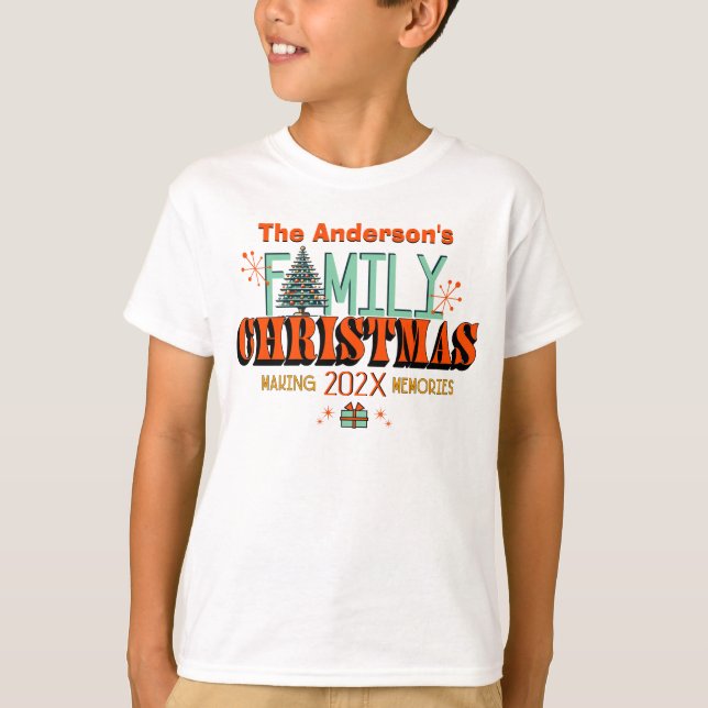 Camiseta Natal da família de meios séculos (Frente)