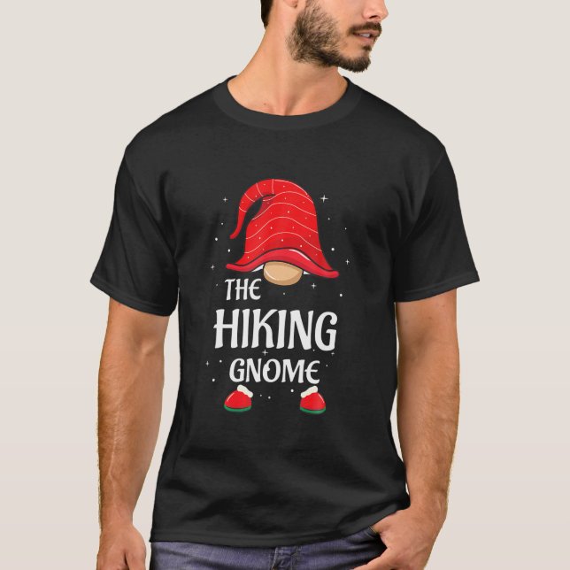 Camiseta Natal da Família de Xadrezes de Hiking Gnomo Buffa (Frente)