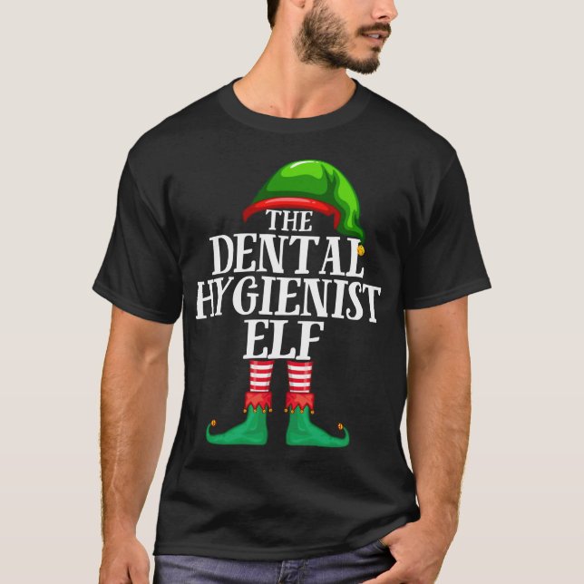 Camiseta Natal Da Família Elf Correspondente Higienista Den (Frente)