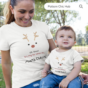 Camiseta Natal da Família Moderna Branca da Mãe Claus da ru