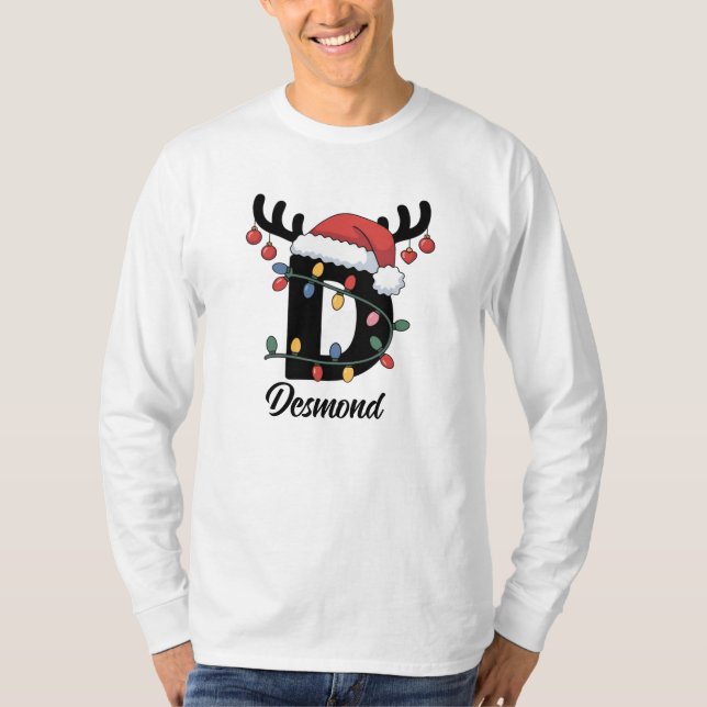 Camiseta Natal da Família Monogramas |Feriado Personalizado (Frente)
