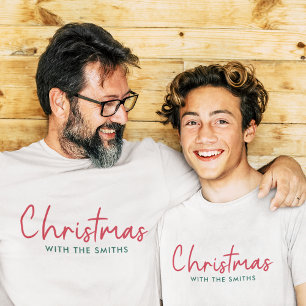 Camiseta Natal da família   Nome da família minimalista m