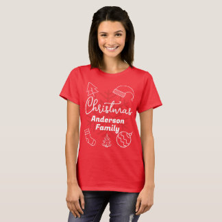 Camiseta Natal da família | Nome da família minimalista mod
