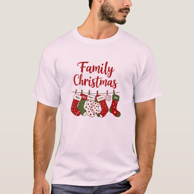 Camiseta Natal da Família Personalizada 2025 - Adicionar se (Frente)