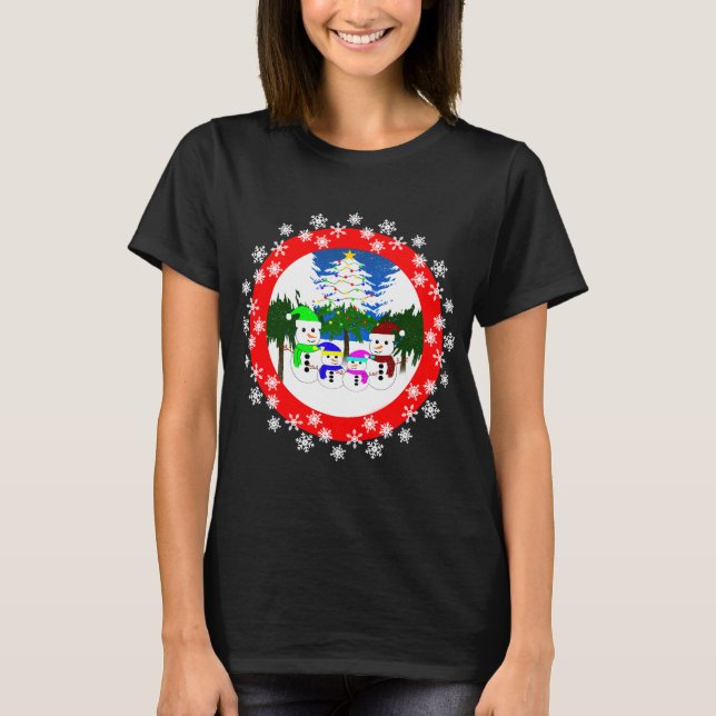 Camiseta Natal da Família Snowman (Frente)