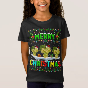 Camiseta Natal da Feliz de Santa Hat com Fruta de Uvas Xmas