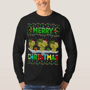 Camiseta Natal da Feliz de Santa Hat com Fruta de Uvas Xmas