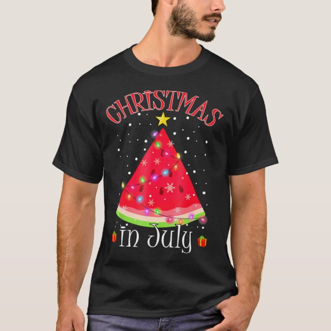 Camiseta Natal Da Melancia Na Árvore Natal Em Julho (Frente)