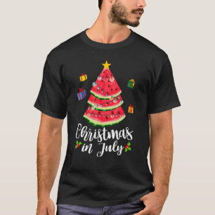 Camiseta Natal Da Melancia Na Árvore Natal Em Julho De Verã