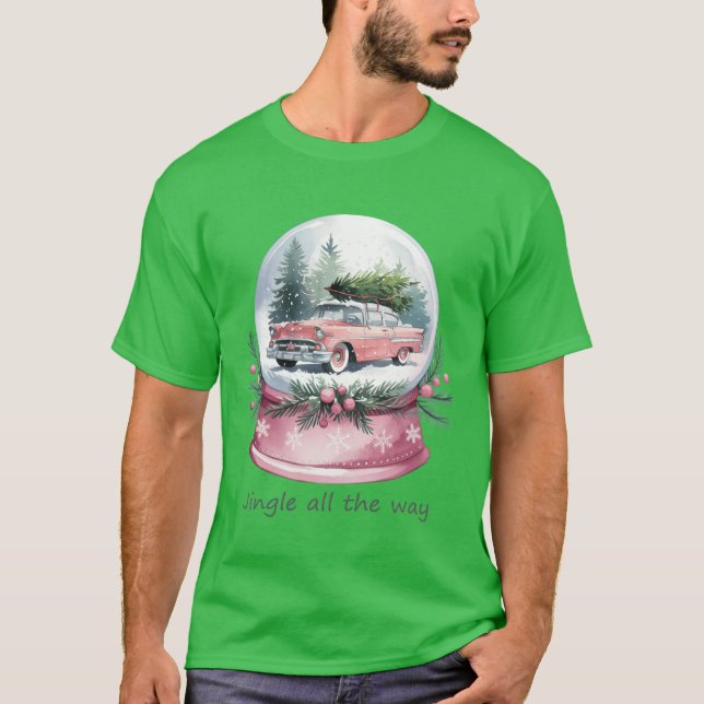 Camiseta Natal da neve Retro Feliz Vinho de Natal (Frente)