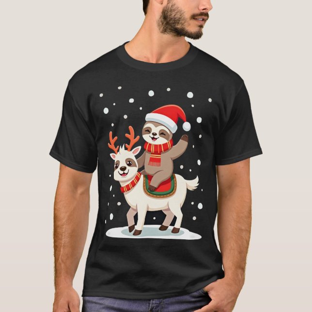 Camiseta Natal da Preguiça Alpaca (4) (Frente)