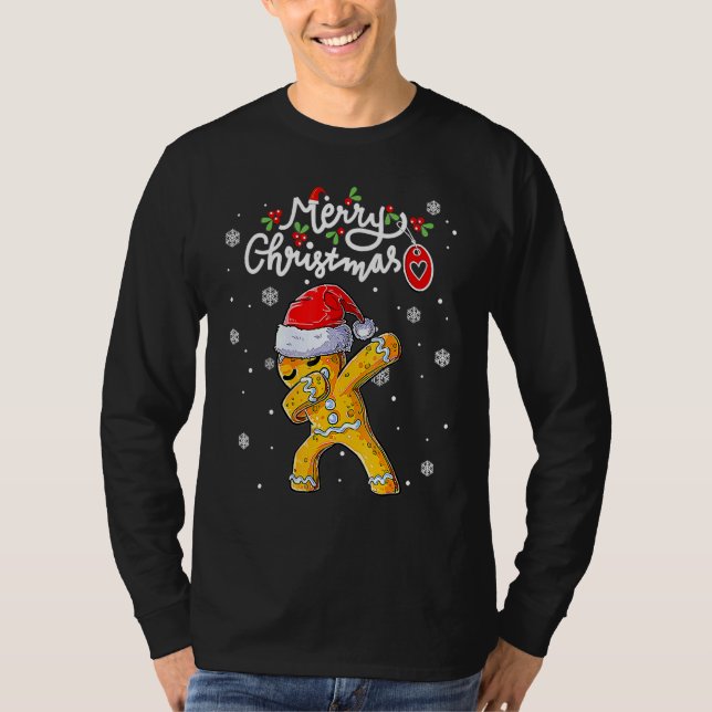 Camiseta Natal Dabbing Gingerpão Santa Hat Xmas Cooki (Frente)