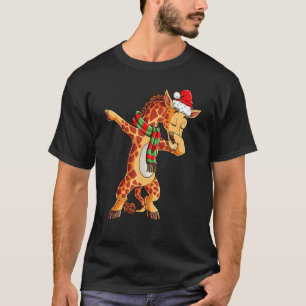 Camiseta Natal Dabbing Giraffe Ilumina Papai Noel Para Meni