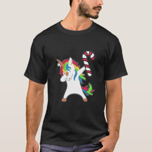 Camiseta Natal Dabbing Unicorn Candy Cane Dance Horse G