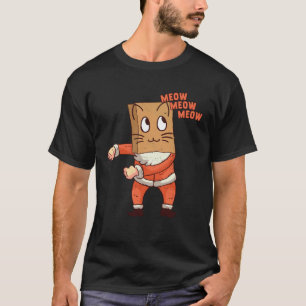 Camiseta Natal Dança Floss Santa Gato Gatinho Meow Vint
