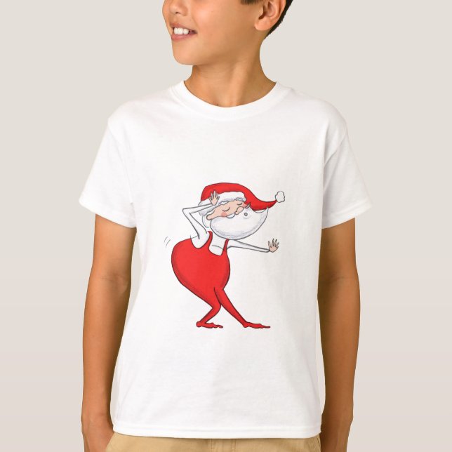 Camiseta Natal das Crianças do Papai Noel Dançante (Frente)