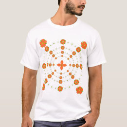 Camiseta Natal das Flores do Jardim Verde e Laranja bonito